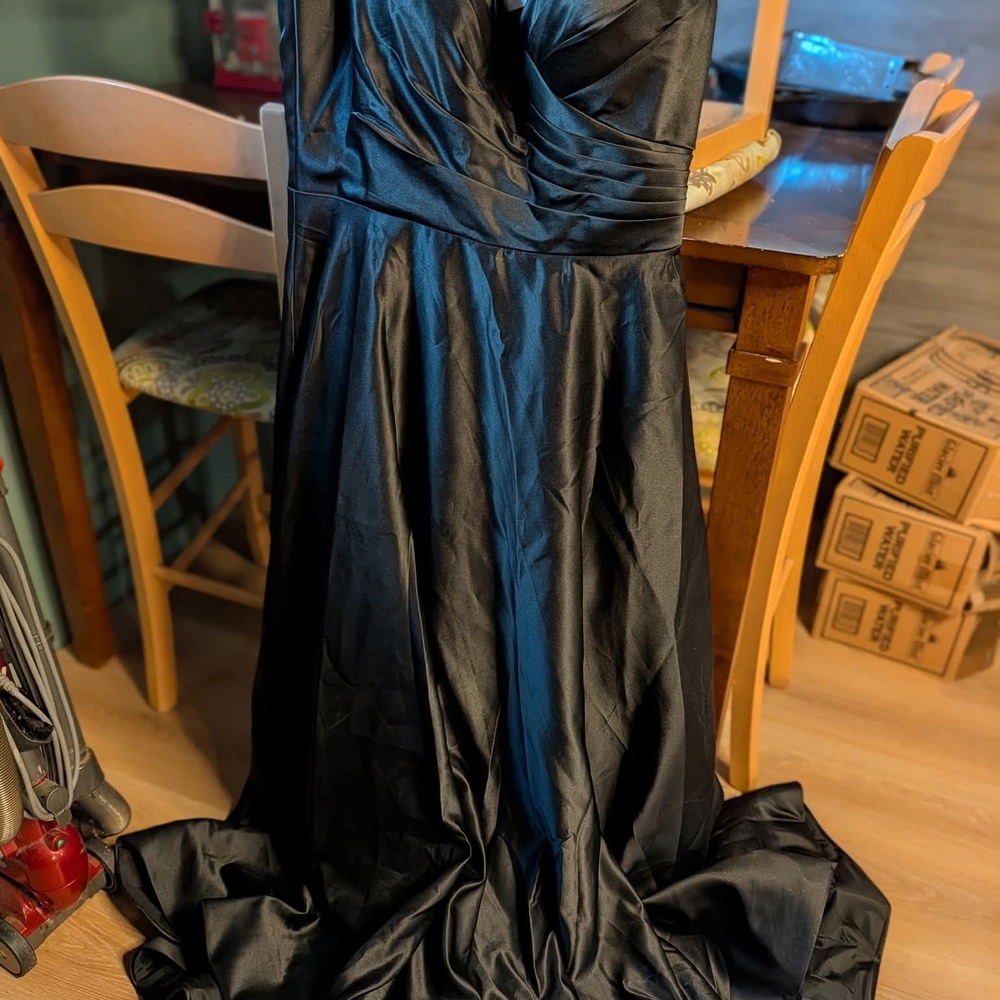 Sophisticated Black Satin Maxi Dress